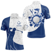 Maxcorners Blue And White Camo Pattern Mens Golf Polo Shirts Custom Mens Golf Attire, Best Golf Gifts