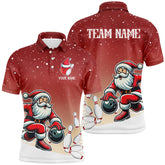 Maxcorners Christmas Santa Bowling Jersey Multicolor Option Customized Name, Team Name 3D Shirt
