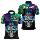 Maxcorners Colorful Smoke Skull Darts Shirts For Men Custom Team Darts Jerseys, Best Darts Gift For Player