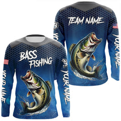 Maxcorners Blue camo Largemouth Bass fishing Custom performance long sleeve team Bass fishing tournament shirts MT2108