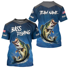 Maxcorners Blue camo Largemouth Bass fishing Custom performance long sleeve team Bass fishing tournament shirts MT2108
