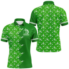 Maxcorners Golf Green Pattern Customized Name 3D Polo Shirt