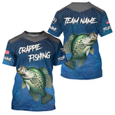 Maxcorners Blue camo Crappie fishing Custom performance long sleeve team Crappie fishing tournament shirts MT2108