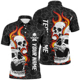 Maxcorners Black Camo Bowling Skull Customized Name And Team Name 3D Shirt