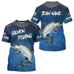 Maxcorners Blue camo Chinook Salmon fishing Custom performance long sleeve team Salmon fishing tournament shirts MT2108