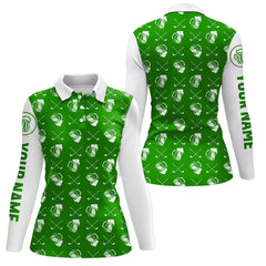 Maxcorners Green and white golf pattern Mens Golf polo shirts custom name golf beer outfit men golf