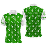 Maxcorners Green and white golf pattern Mens Golf polo shirts custom name golf beer outfit men golf