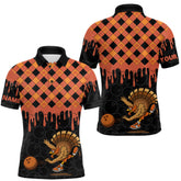 Maxcorners Funny Bowling Turkey Thanksgiving Mens Bowling Shirt Orange Pumpkin Custom Team Bowling Jersey LM0910