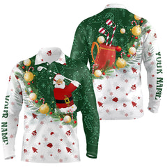 Maxcorners Golf Christmas Santa Playing Golf Customized Name 3D Polo Shirt