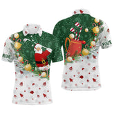Maxcorners Golf Christmas Santa Playing Golf Customized Name 3D Polo Shirt