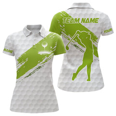 Maxcorners Green and White golf ball pattern Mens golf polo shirts custom team name mens golf clothes