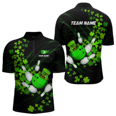 Maxcorners Green Shamrock Lucky Bowling Shirts For Men Custom St Patrick Day Bowling Team Uniform Bowlers Outfits