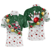 Maxcorners Christmas Santa Playing Bowling Polo Shirts Custom Christmas Team Bowling Jerseys