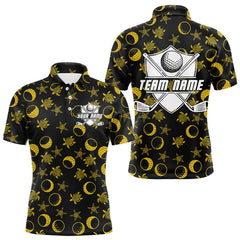 Maxcorners Black and Gold golf pattern Men golf polo shirts Custom best mens golf wear, personalized golf gifts LM3006