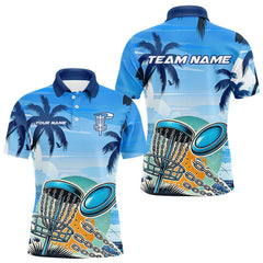 Maxcorners Blue Disc golf basket Mens Disc golf polo shirts Custom team disc golf jerseysMT0306