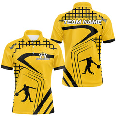 Maxcorners Custom Black and Yellow Bowling Shirts For Men, Personalized Team Bowling Jersey Bowler Outfit MT2808
