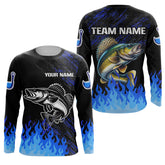 Maxcorners Blue Fire Walleye Fishing Custom Performance Long Sleeve Walleye Fishing Tournament Shirts For Team