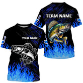 Maxcorners Blue fire Walleye fishing Custom performance long sleeve Walleye fishing tournament shirts for team MT2108