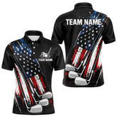 Maxcorners Black American Flag Golf Clubs Mens Golf polo shirts custom team name patriotic golf outfit for men & women