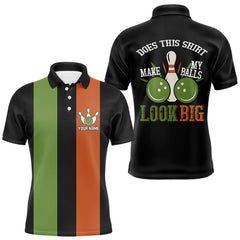 Maxcorners Green & Orange Retro Black Bowling shirts for men custom Does this shirt make my balls look big TU0909