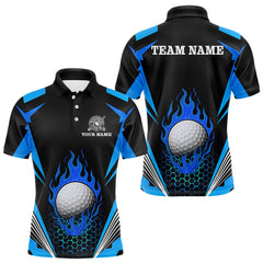 Maxcorners Black and Blue Flame Golf Ball Mens golf polo shirts custom golf attire for men, best golf gifts MT2108