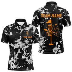 Maxcorners Black and Gray Camo Orange Disc Golf basket Mens Disc golf polo shirts Custom team disc golf jerseys MT0410