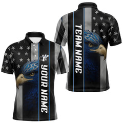 Maxcorners Black American Flag Eagle Bowling Shirts For Men Custom Patriotic Bowling Team Jerseys LM2711
