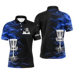 Maxcorners Blue smoke black Mens disc golf polo shirts custom team disc golf basket best mens disc golf wears MT0510
