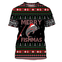 Maxcorners Ugly Fishing Christmas Mahi Mahi Fishing Customize Name 3D Shirts