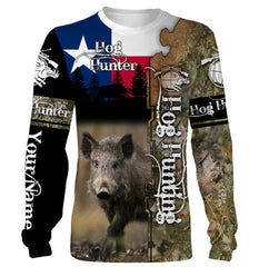 Maxcorners Hog Hunting Texas Flag Customize Name 3D Shirts