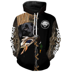 Maxcorners Black Labrador Retriever Hunting Dog Custom Name Hoodie Shirt for Hunter | Duck