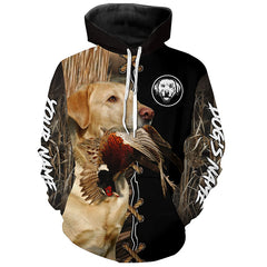 Maxcorners Yellow Labrador Retriever Hunting Dog Custom Name Hoodie Shirt for Hunter | Pheasant