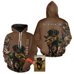 Maxcorners Custom Photo of Brown Hunting Dog and Your Name Shirt for Duck Hunters