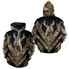 Maxcorners Customized Name Whitetail Deer Hunting Jump Shirt, Hunting Hoodie For Men LM1112