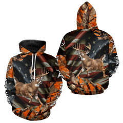 Maxcorners Deer Hunting US Flag 3D All Over Print Shirts, Personalized Hunting Gifts For Deer Hunters LM1812