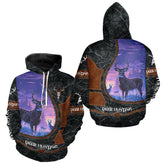 Maxcorners Custom 3D Whitetail Deer Hunting Shirt With Night Forest Scene, Camo Pattern And Skull Design LM2608