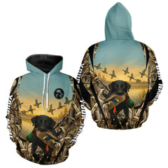 Maxcorners Duck Hunting Black Labrador 3D All Over Printed Camouflage Shirts, Duck Hunting Clothes LM2711