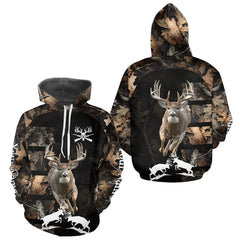 Maxcorners Whitetail Deer Hunting 3D All Over Printed Hoodie, Sweatshirt Hunting for Deer Hunter