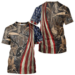 Maxcorners Skull Deer Hunting Shirt-Personalized US Flag Camouflage, Best Hunting Hoodie For Hunter LM1112