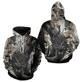 Maxcorners Custom 3D Deer Hunting Shirt With Black Deer Grim Reaper Winter Camo For Deer Hunting Season LM2608
