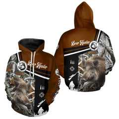 Maxcorners Boar Hunting Brown Camo Snow Winter 3D Shirt For Hunting Season Hunting Clothes For Hunters LM1109