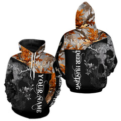 Maxcorners Custom Black Orange Forest Camo Deer Hunting Shirt For Men | 3D Full Print Hunting Clothes LM2608