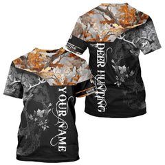 Maxcorners Custom Black Orange Forest Camo Deer Hunting Shirt For Men | 3D Full Print Hunting Clothes LM2608