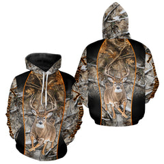Maxcorners Deer Hunting Custom Name Hoodie Forest Camouflage Hunting Shirt for Men