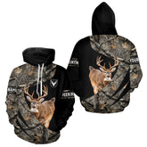 Maxcorners Whitetail Deer Hunting Shirt Camouflage Hoodie 3D Custom Name, Hunting Gift LM1112