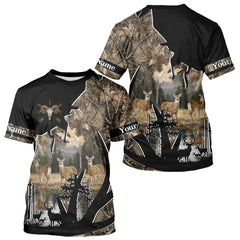 Maxcorners Custom Whitetail Deer 3D All Over Print Shirts, Gift for Men, Hunting Hoodie Long Sleeves LM1812