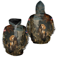 Maxcorners Custom Rabbit Hunting Beagle Dog US Flag Camouflage 3D Shirts, Rabbit Hunting Clothes LM2711