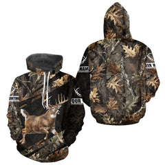 Maxcorners Personalized Whitetail Deer Hunting Fall Season Camo Printing Shirts Deer Hunting Gift Hoodie LM1112