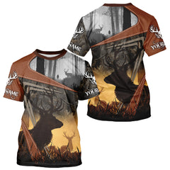 Maxcorners Custom Deer Hunting 3D Printing Brown Camo Shirts for Men, Deer Camp Clothes, Hunting Gifts LM2608