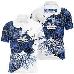 Maxcorners Blue Camo Mens Disc Golf Polo Shirt Geometric Custom Disc Golf Tops For Men Disc Golf Gifts MT0510